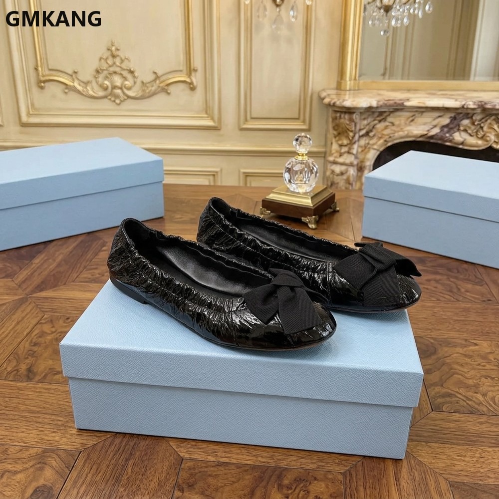 Leather Work Flats Women - Women's Ballet Flats Bow Pleated Casual