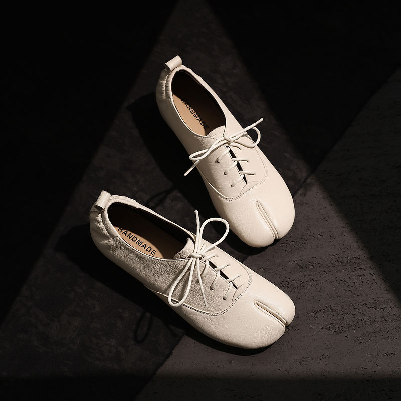 Leather Work Flats Women - Genuine Leather Sheepskin Tabi Women Shoes,Split