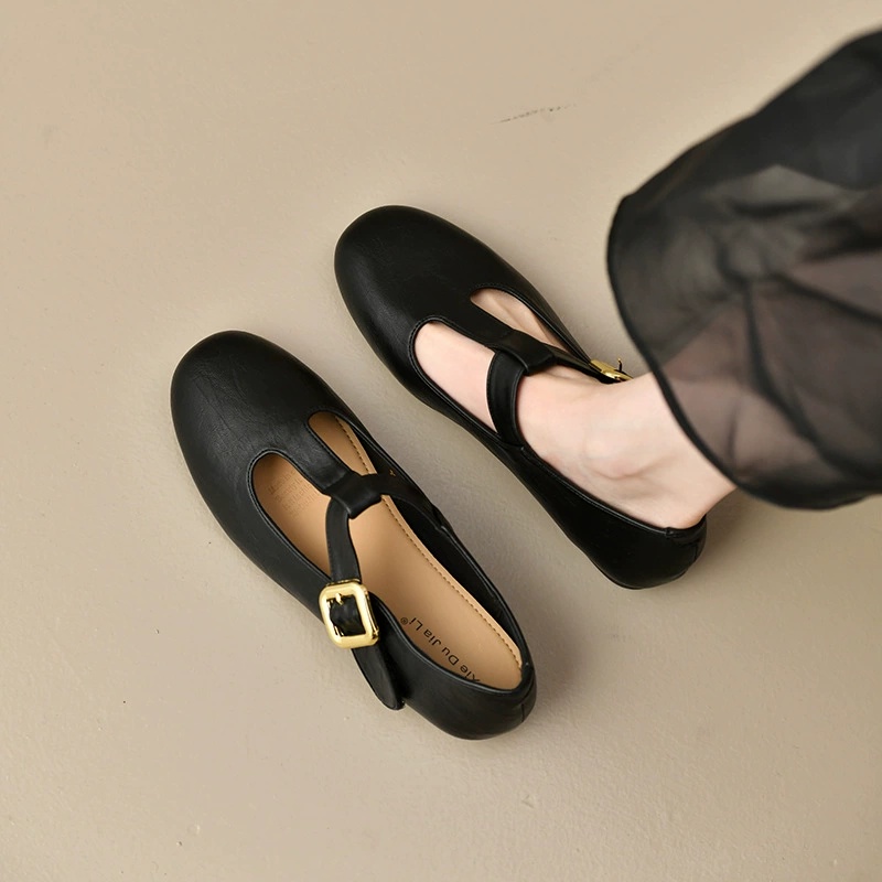 Leather Work Flats Women - Women's T-Strap Mary Jane Flats Leather