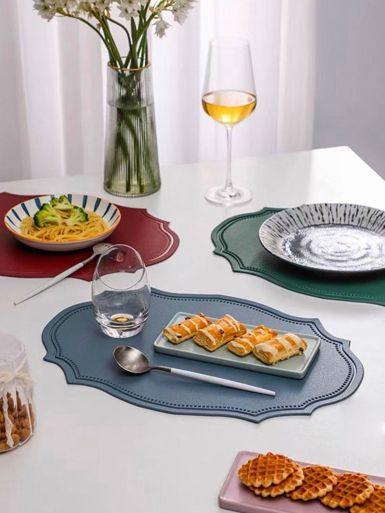 Leatherwork Desk - Leather Placemat Ins Style Dining Table