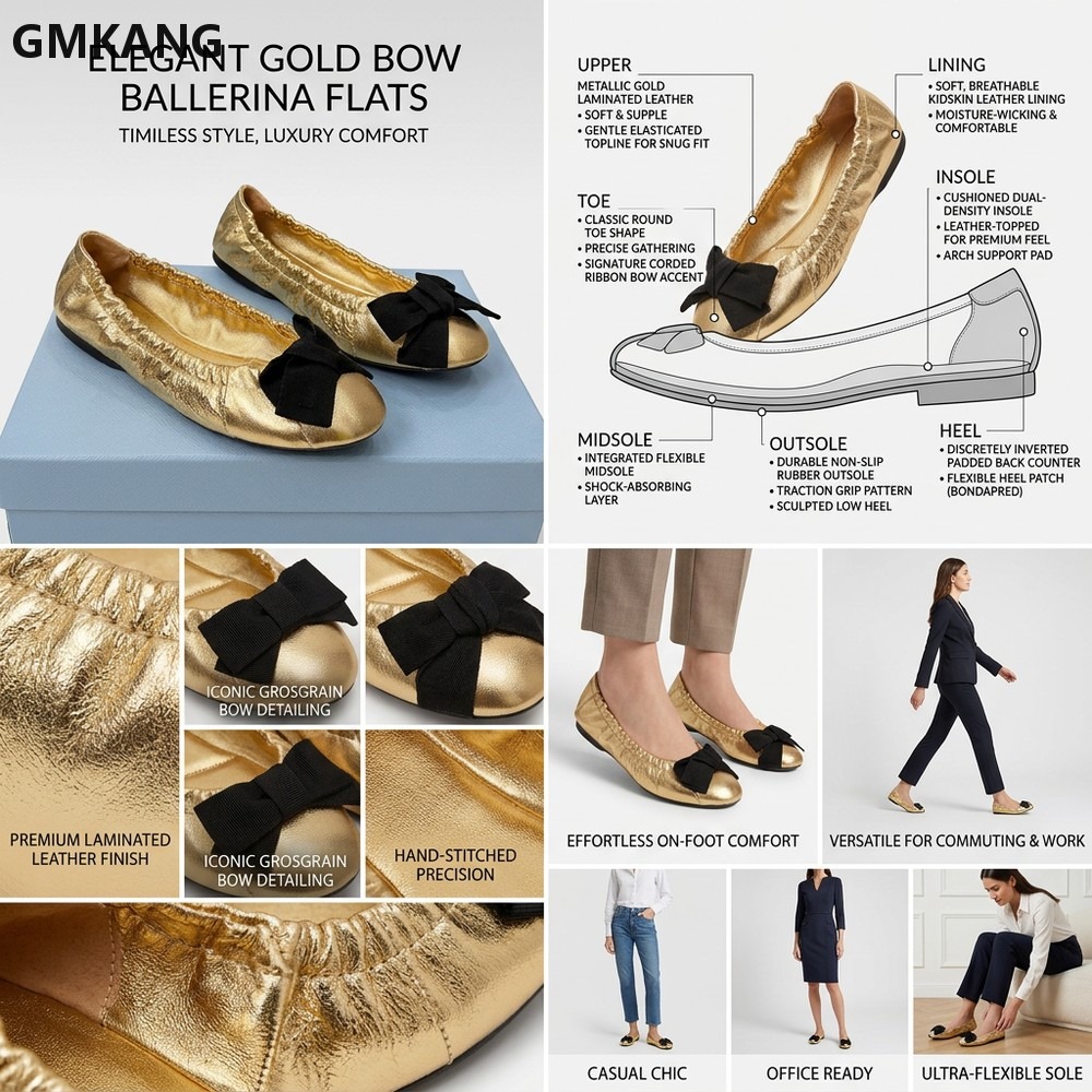 Women's Ballet Flats Bow Pleat - Leather Work Flats Women 评论和价格