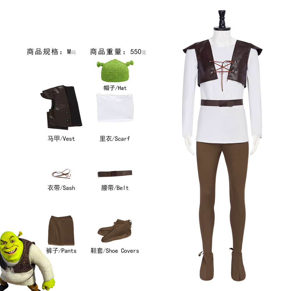 Shrek Cosplay Costumes Green H - Leather Work Hat 评论和价格