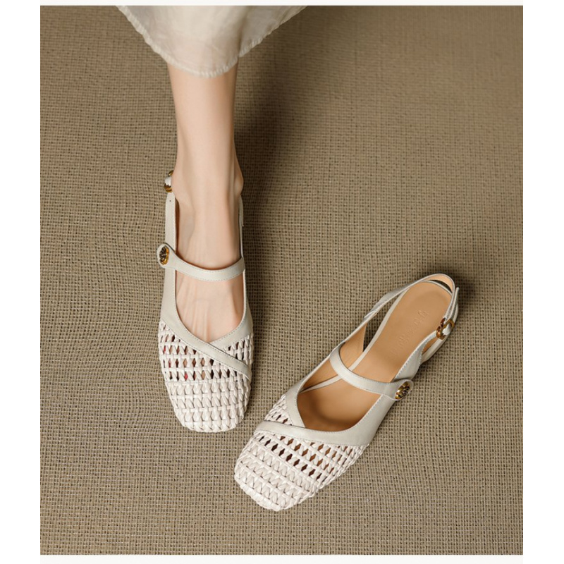 Women's Closed Toe Sandals Wov - Leather Work Flats Women 评论和价格
