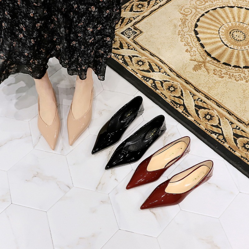 Fashion Women 1cm Low Heels Wo - Leather Work Flats Women 评论和价格