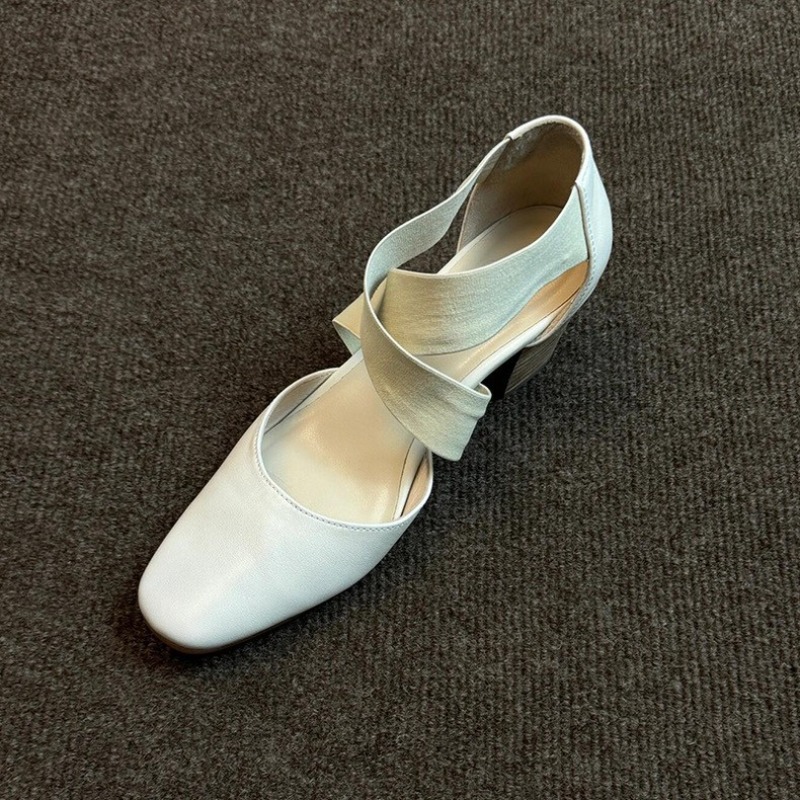 Women's Cross Strap Block Heel - Leatherwork In French 评论和价格
