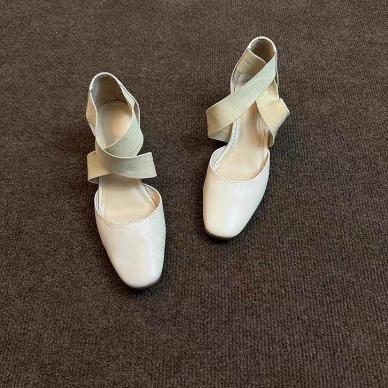 Women's Cross Strap Block Heel - Leatherwork In French 评论和价格