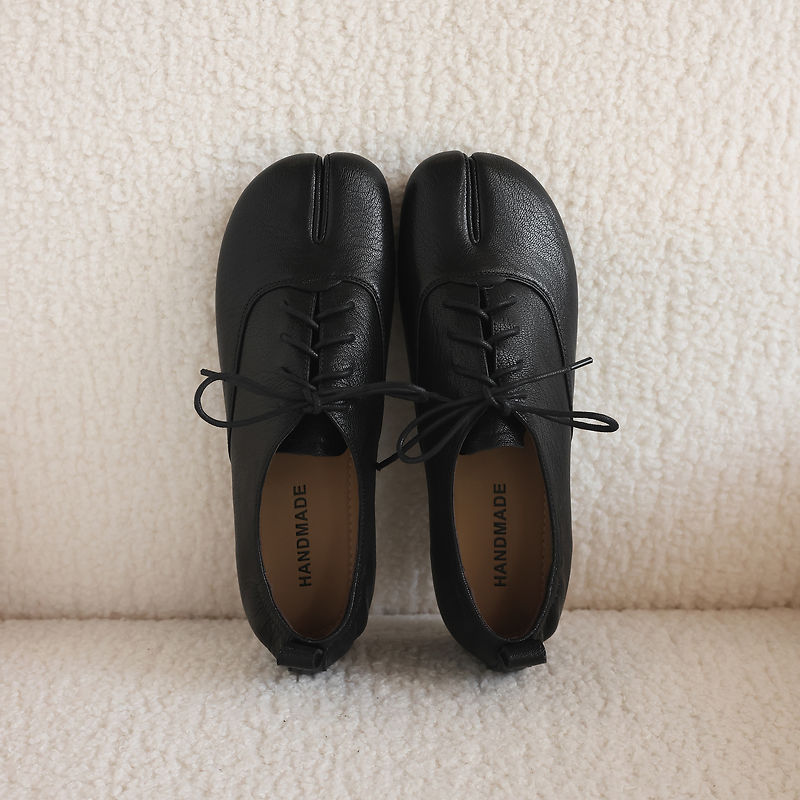 Genuine Leather Sheepskin Tabi - Leather Work Flats Women 评论和价格