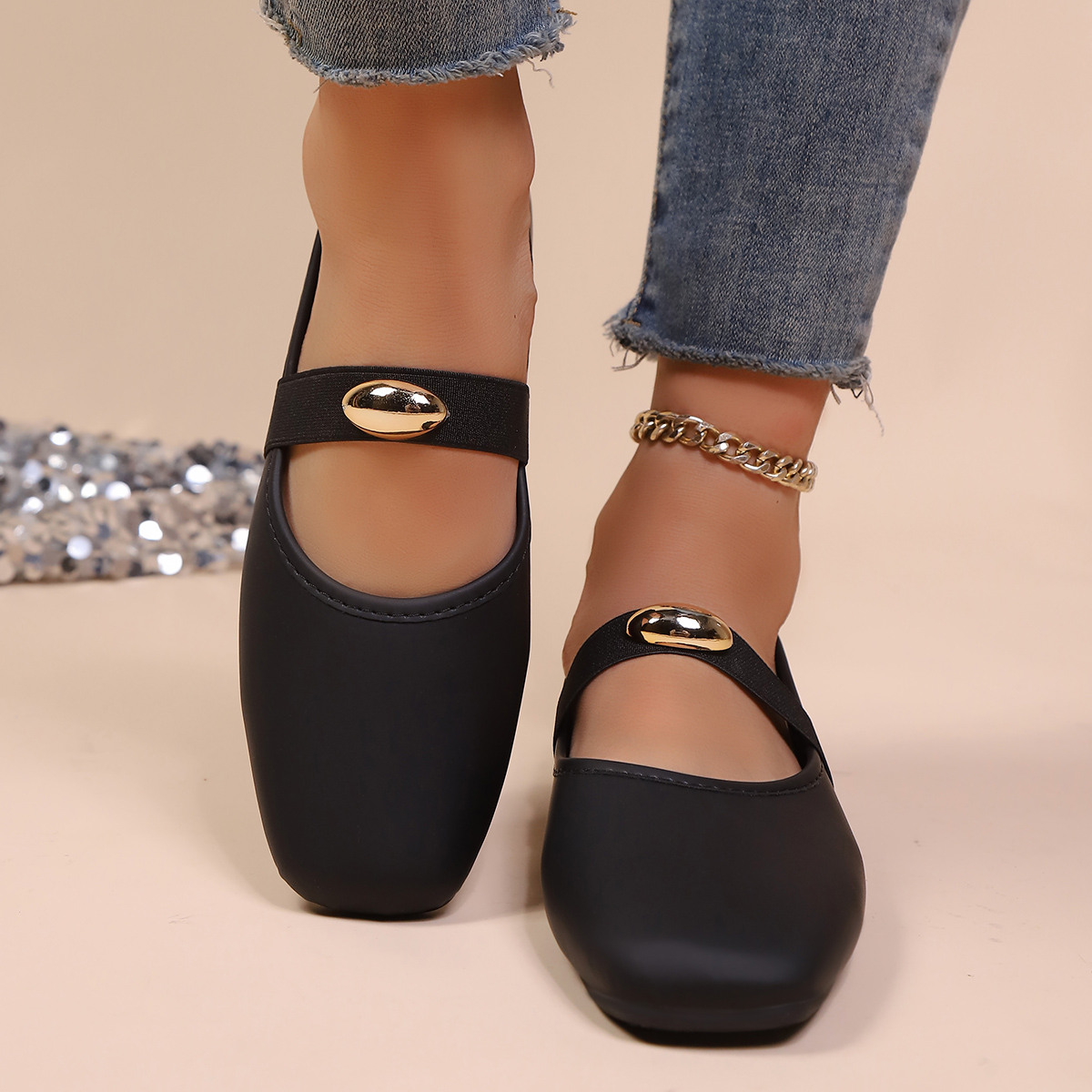 Minimalist Solid Color Mary Ja - Leather Work Flats Women 评论和价格