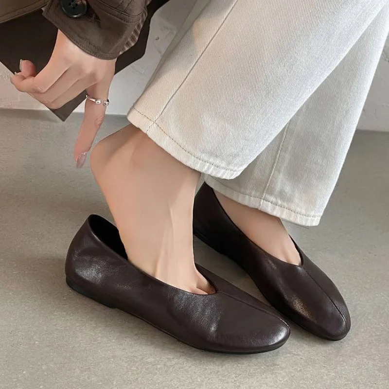 2026 Spring New Women's Burgun - Leather Work Flats Women 评论和价格