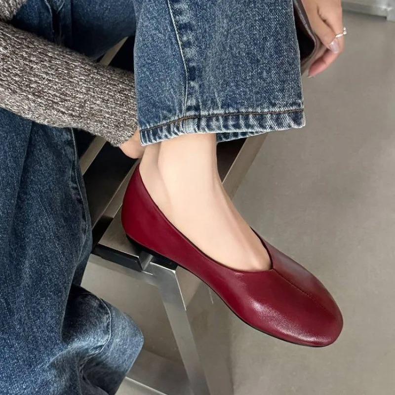 2026 Spring New Women's Burgun - Leather Work Flats Women 评论和价格
