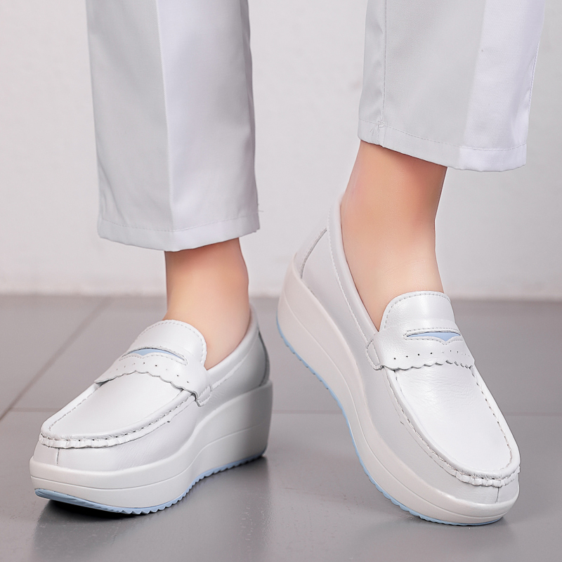 STRONGSHEN Women Platform Wedg - Leather Work Flats Women 评论和价格