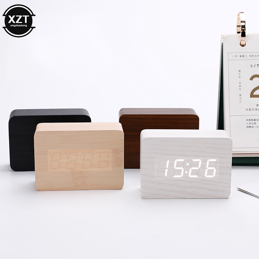 Fashion Alarm Clock LED Wooden - Leatherwork Desk 评论和价格