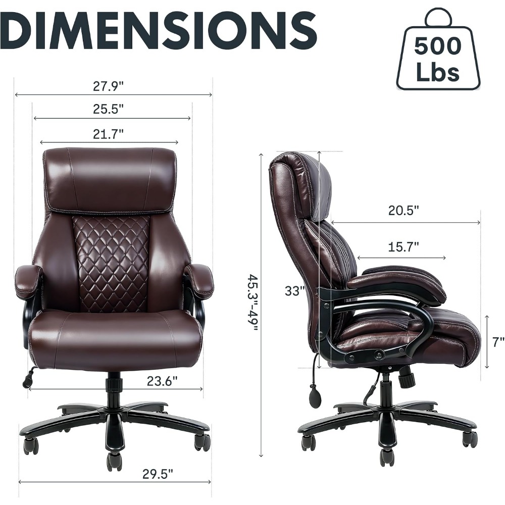 High-Capacity Office Chair for - Leather Work Leather 评论和价格