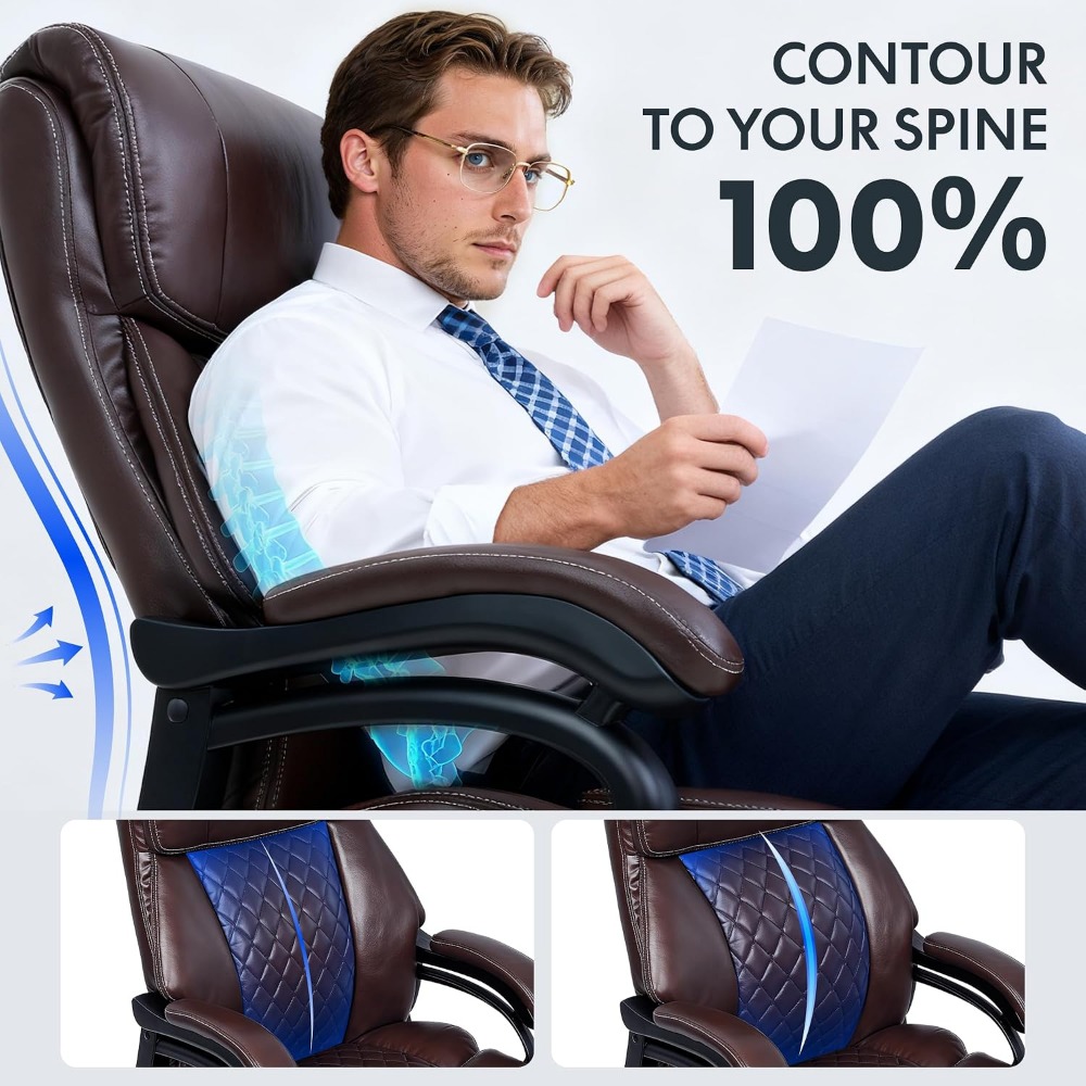 High-Capacity Office Chair for - Leather Work Leather 评论和价格