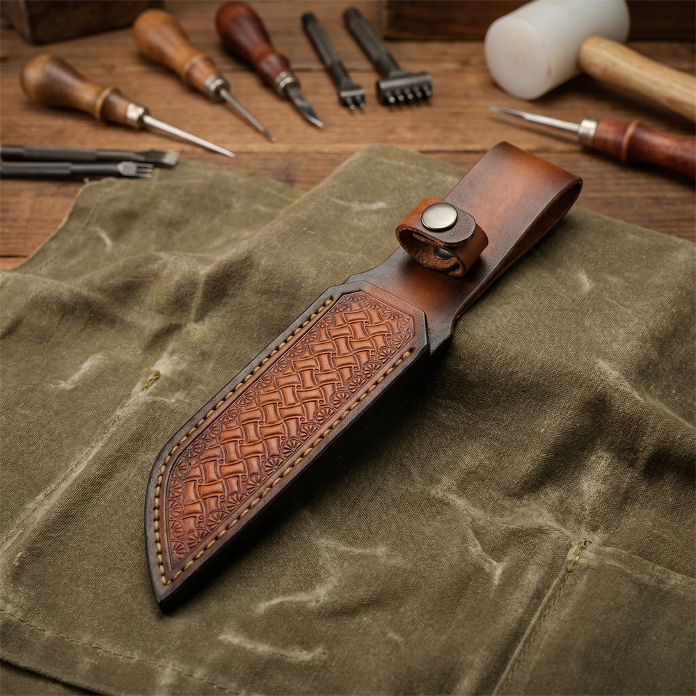 Brown Hand-embossed Leather Fi - Leather Work Leather 评论和价格