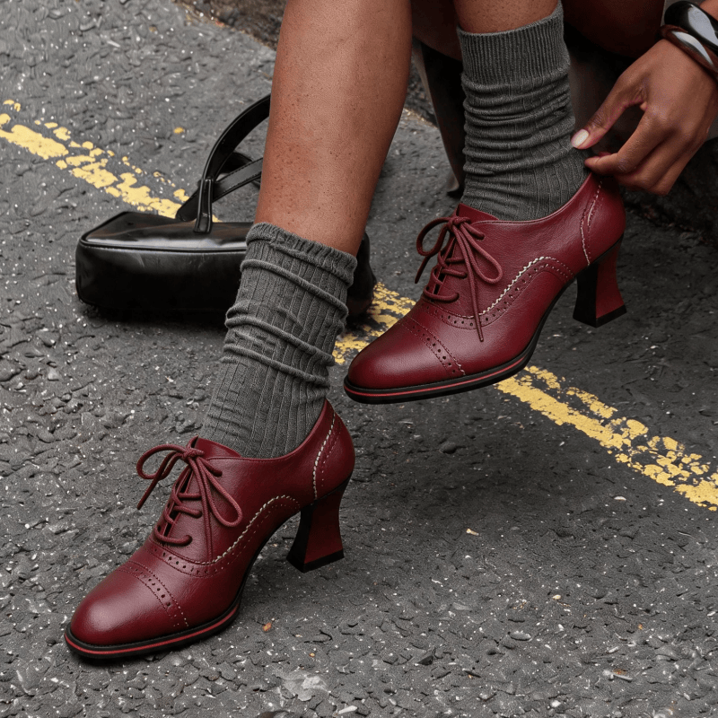 Women’s Faux Leather Brogue Ox - Leather Work Flats Women 评论和价格